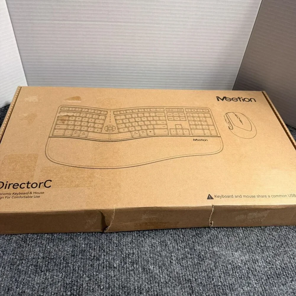 Meetion DirectorC Wireless Ergonomic Keyboard Mouse Combo USB Gray PC Mac